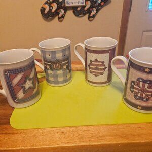 coffee mugs American quilts set of four